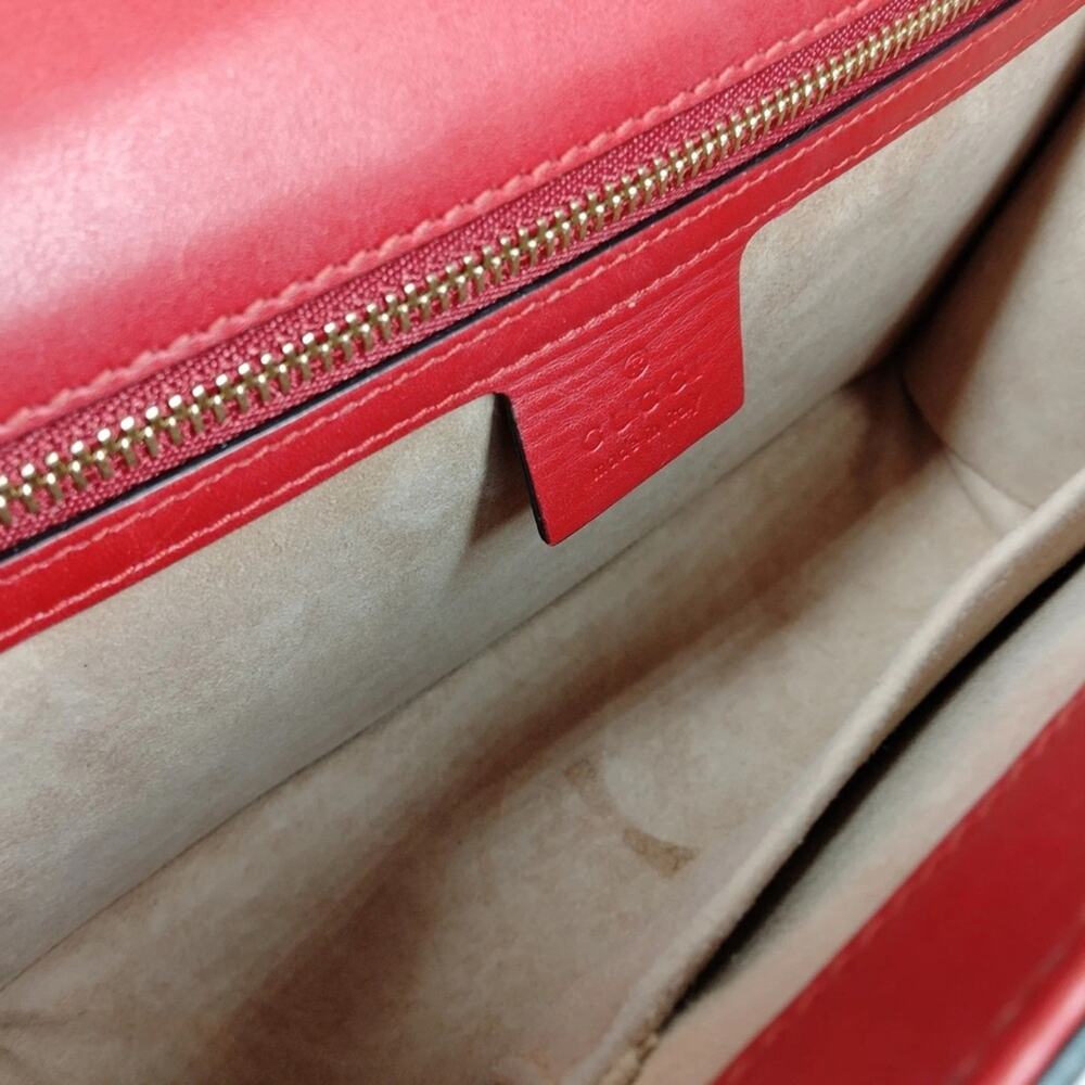 Authentic Gucci Shoulder Bag Sherry Line Red Leather - Picture 9 of 12